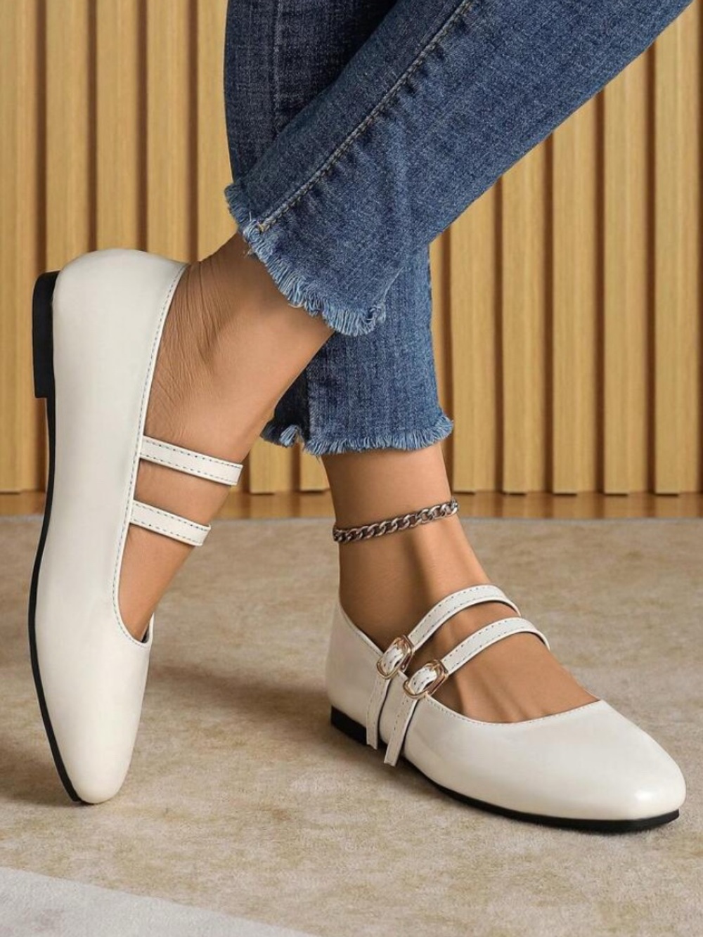⭐️ 3/$15 • Comfort Trendz • Double-Strap • Mary Jane • Flats • White